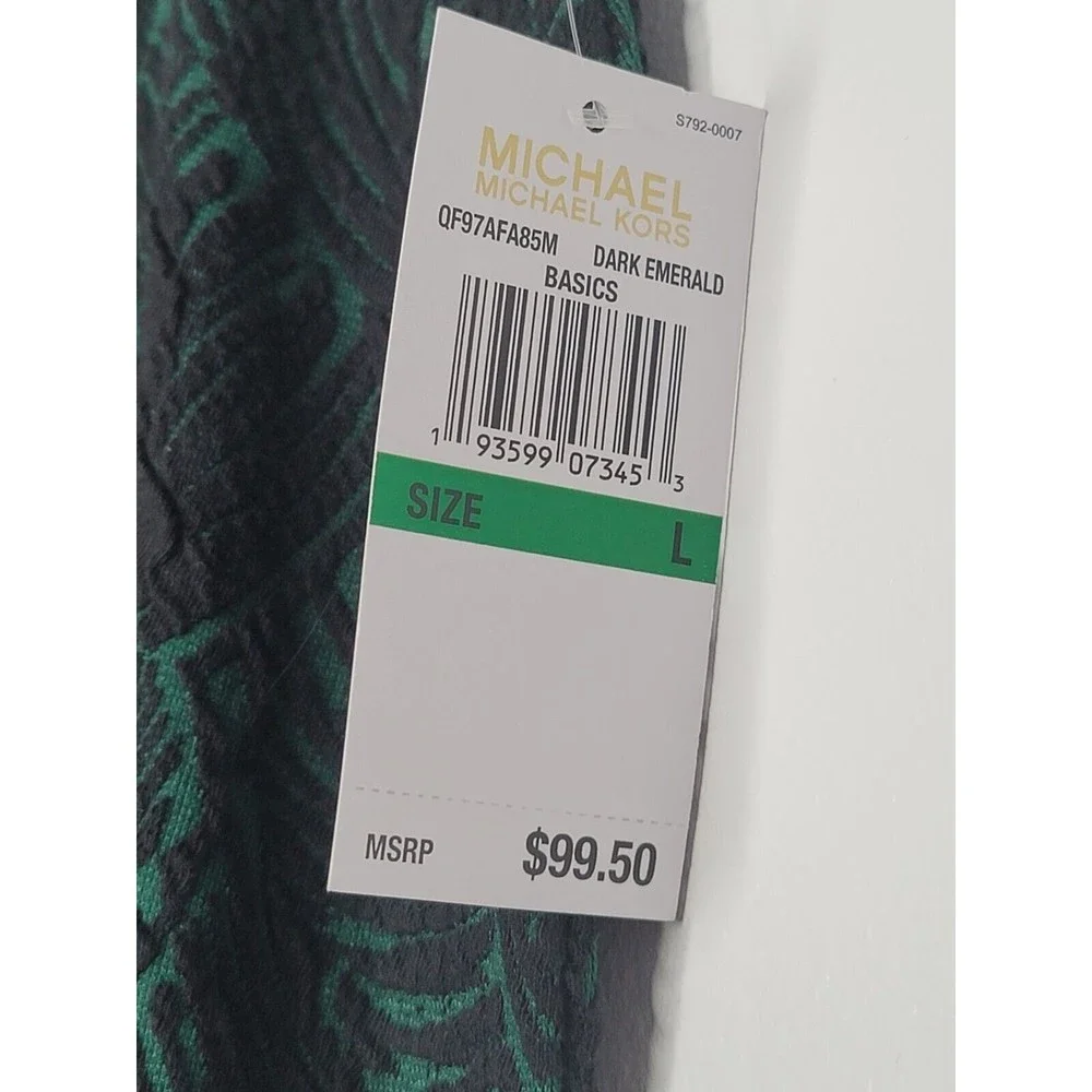 Michael‎ Kors Pencil Skirt Womens Large Green Black Floral Leaf Ruffle Mermaid